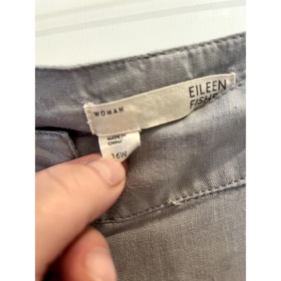 Eileen Fisher Woman 16W Linen Pant Light Blue / Gray Capri Cargo Pant - Picture 3 of 4